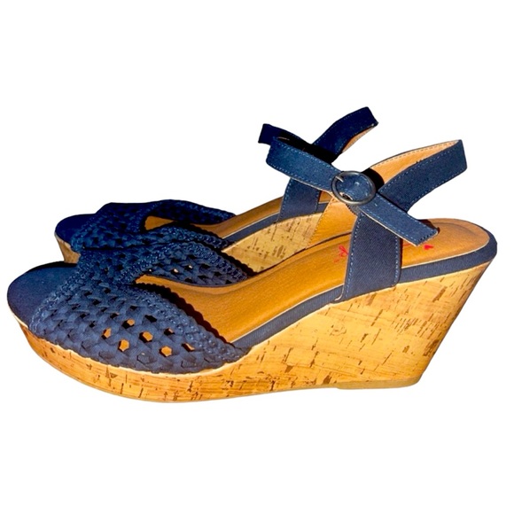 navy blue wedge shoes